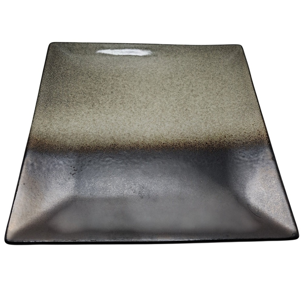 Gibson Elite Kaidence Square‎ Dinner Plate Black Gray Ombre Ceramic Modern Safe